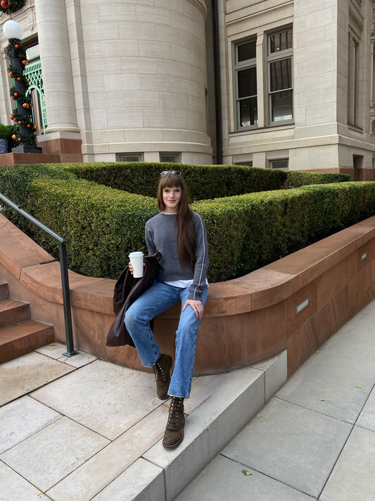 The Anna Sweater | Knit Sweater with Contrast Side Seam